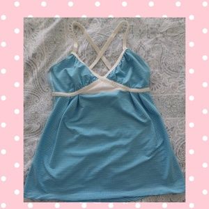 Lululemon Blue Gingham Cross-back Top 6